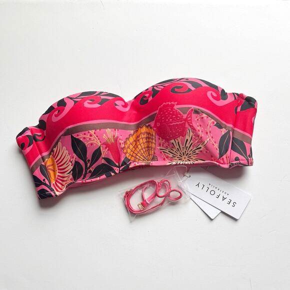 NWT SEAFOLLY ‘Atlantis’ Bikini Bandeau High Waist Swimsuit Size US 6 - Picture 2 of 4